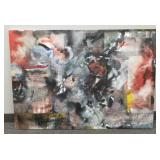 Lg Sam Larom signed mixed media painting on canvas