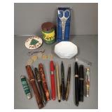 Group fountain pens and pencils, etc