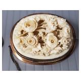 Antique carved Victorian floral brooch- 1 3/4" x