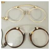 2 pair antique spectacles: 1 w/ 14k gold trim &