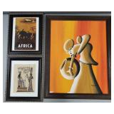 3 framed artworks: Lg Mateyu signed painting-