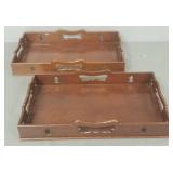 2 Williamsburg Restoration wood handled trays-