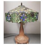 Antique style stained & leaded glass lamp- 24"H