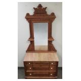 Victorian walnut marble top dresser w/ mirror-