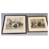 2 antique Walter Dendy Sadler pencil signed