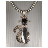Navajo Mary Tso sterling silver cat necklace- 3"