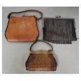 3 vintage purses incl mini reptile leather,