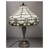 Antique style stained & leaded glass lamp- 25"H