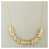 14K gold necklace w/ artisan slide beads- 5.8g;