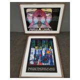 2 Hundertwasser framed artworks: Luna Luna,