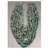 10 strand turquoise nugget bead necklace- 18"