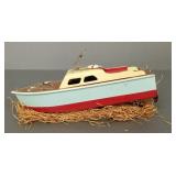 Vintage Japan battery-op wooden toy boat w/ box-