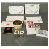 Gp U.S. coins incl 1848 large cent, wheat pennies,