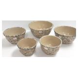 5 Red Wing spongeware bowls incl. 11"