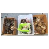 Large group oil lamps, parts, shades, etc