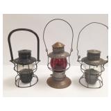 3 railroad lanterns
