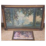 Large framed Parrish print & small Parrish print