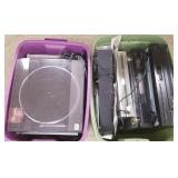 Group of stereo equipment including record player,