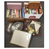 Group vintage books, Victorian frames, etc