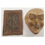 Antique relief plaque & character mask