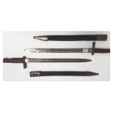 2 Spanish artillery bayonets with scabbards