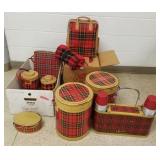 Collection of vintage Skotch plaid picnic items