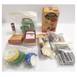 Group of vintage toys, akro agate doll dishes, etc