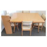Vintage mid-century dining table, 4 chairs & 2