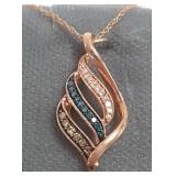 10K rose gold pendant on chain set with treated