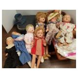 Group of composition, etc. dolls