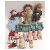 Group of vintage, etc. dolls & doll furniture