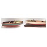 15 1/2" metal boat & 15" wood boat