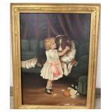 Framed signed E. Ohlson oil on canvas- girl with