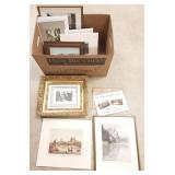 Group of framed & unframed pencil signed etchings,