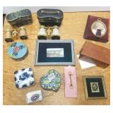 2 pair of mother of pearl opera glasses, framed