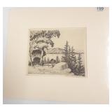 Unframed pencil signed Leon Pescheret etching