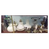 Group of assorted lamps, metalware, etc.