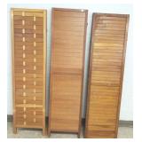 3 mid century wood floor screens
