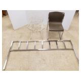 Vintage wire chair & chrome chair & a chrome king