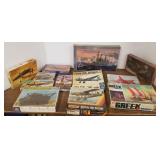 12 aircraft, etc model kits in boxes