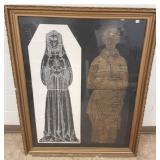 Ornately framed double temple rubbing 42"x 53"