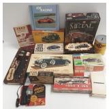 Group of vintage car models with boxes & auto