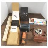 Group early cameras, tri-pods, Kodak item, etc