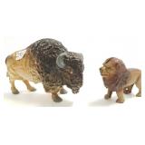 2 cast iron banks incl. bison