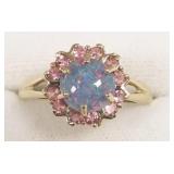 14k gold ring set with opal & pink stones 3.5g,