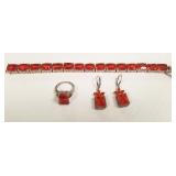 3 piece set: sterling bracelet, ring & earring set