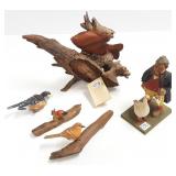 4 wood carvings incl. Lindquist