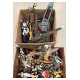 Large group of action figures in 2 boxes