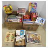 Large group of puzzles, games, etc. in 3 boxes