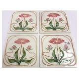 4 Art Nouveau pottery tiles